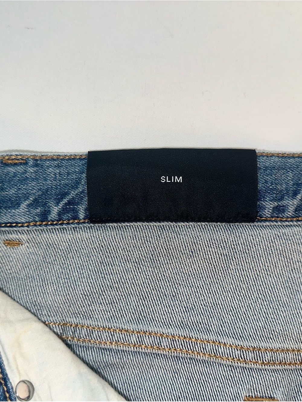 Balmain Men's Slim Jeans in Faded Blue Wash with distressing details (PM100204) - Picture 8 of 11